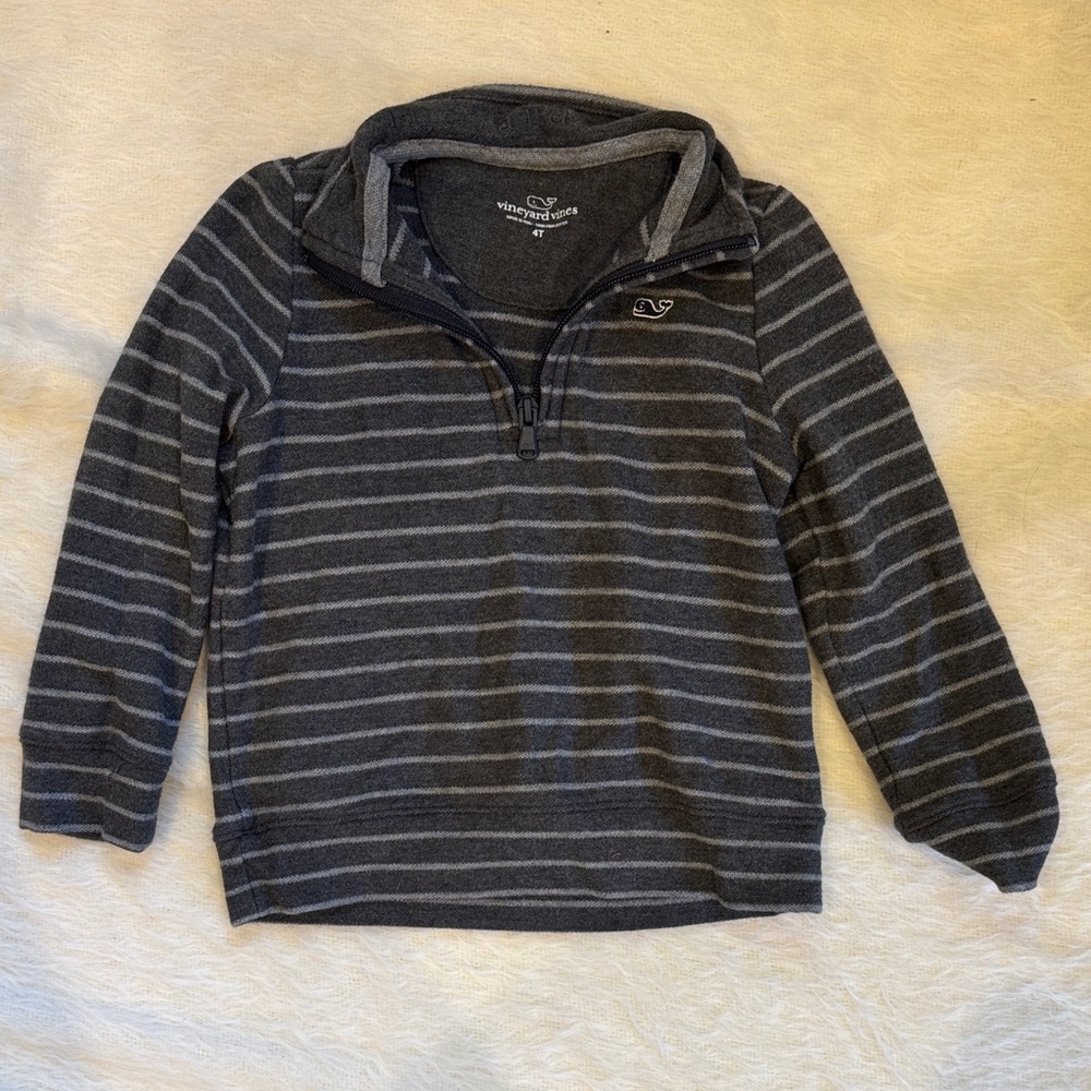Vineyard Vines Kids Gray Striped Pullover - 4T